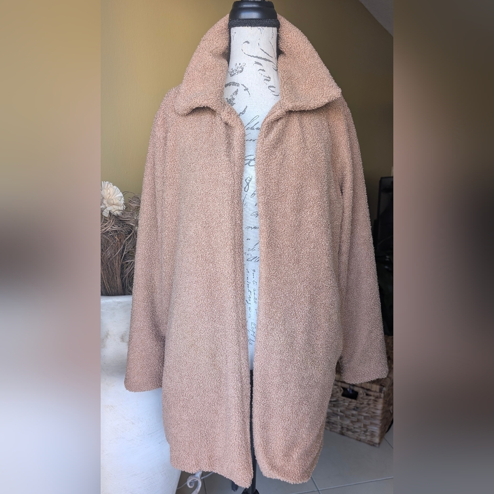 Kate & Sam Camel Faux Shearling Teddy Open Style Jacket Coat Size Medium